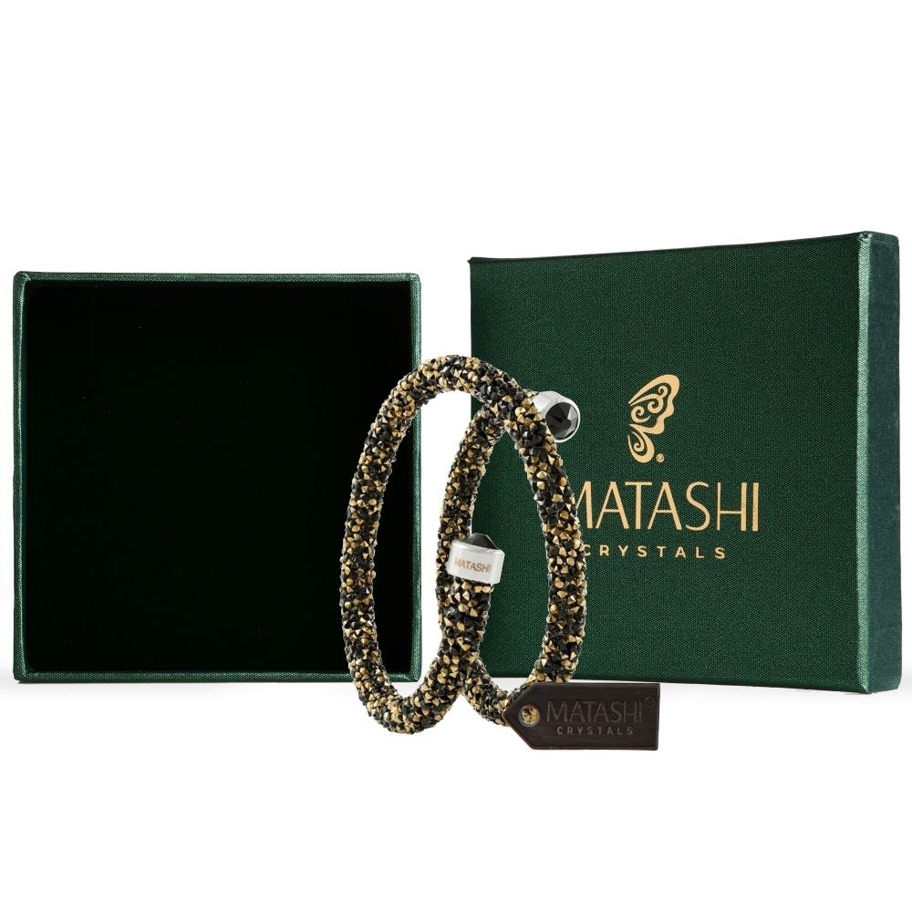 Matashi Krysta Black And Gold Wrap Around Luxurious Crystal Bracelet