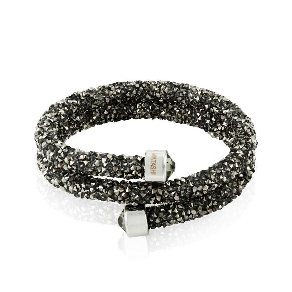 Matashi Krysta Charcoal Wrap Around Luxurious Crystal Bracelet