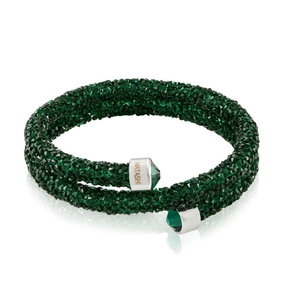 Matashi Green Glittery Wrap Around Luxurious Crystal Bracelet