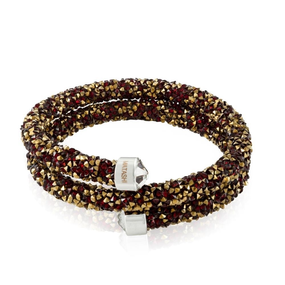 Matashi Krysta Red & Gold Wrap Around Luxurious Crystal Bracelet By Matashi