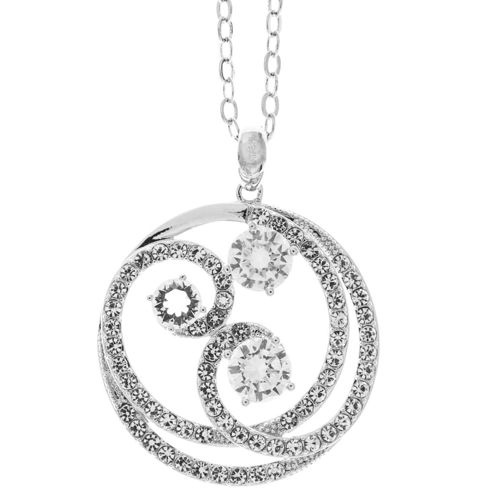 Matashi 18K White Gold Plated Necklace W Entangled Swirl Design W 16 Extendable Chain W Crystals Women's Jewelry Gift For Christmas