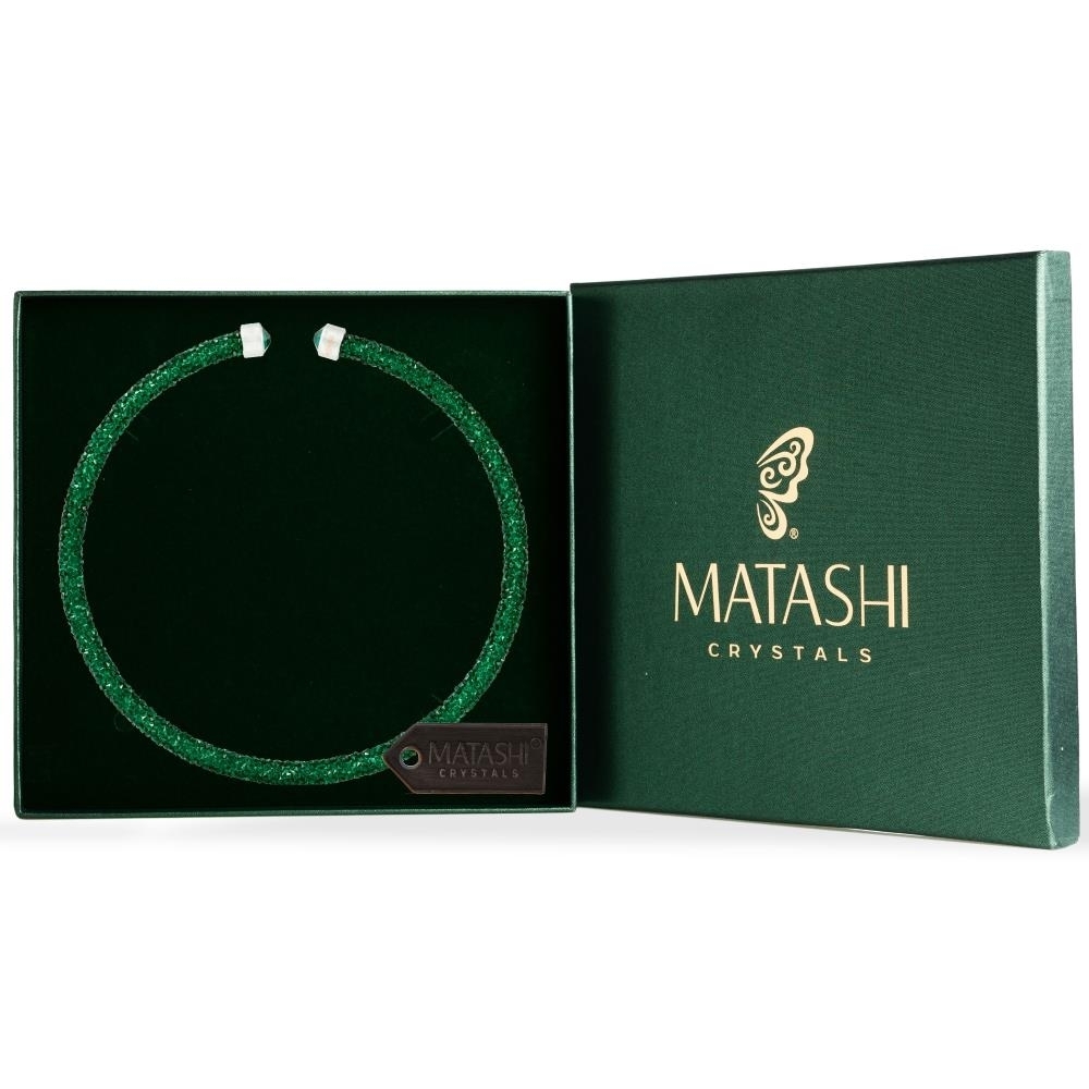 Matashi Green Glittery Crystal Choker Necklace Women's Jewelry Gift For Christmas Valentine's Day Mother's Day Birthday Gift For Mom Wife