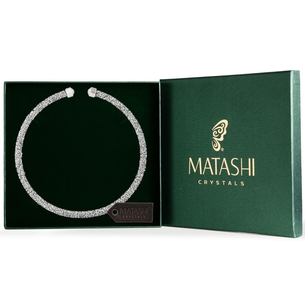 Matashi Silver Glittery Crystal Choker Necklace Women's Jewelry Gift For Christmas Valentine's Day Mother's Day Birthday Gift For Mom Wife