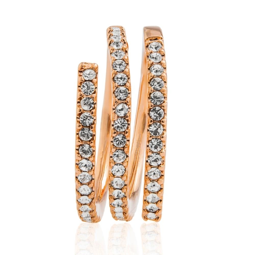 Matashi 18k Rose Gold Plated Luxury Coiled Ring Designed With Sparkling Crystals Size 5
