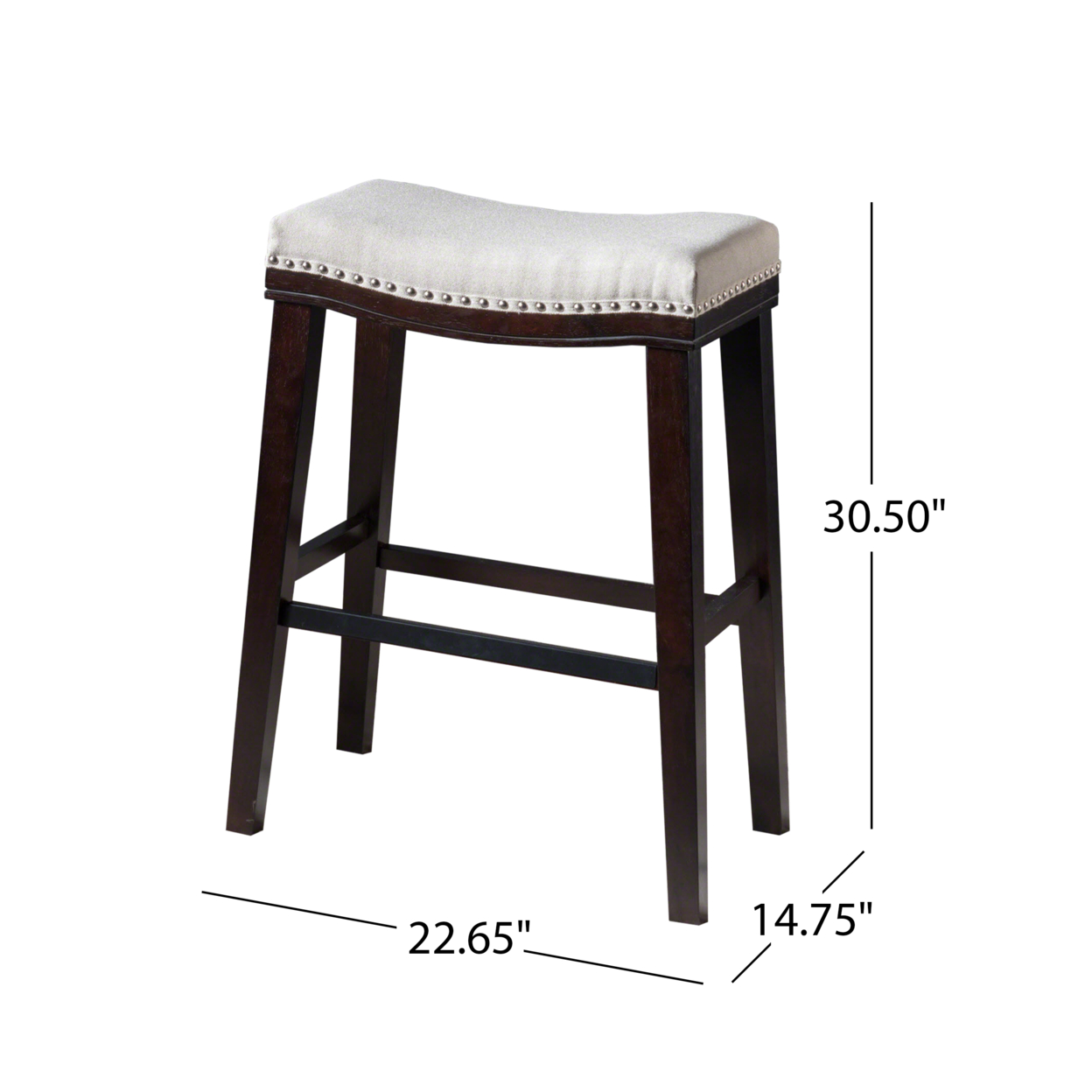 Kainu Contemporary Upholstered Saddle Barstool With Nailhead Trim (Set Of 2) - Brown