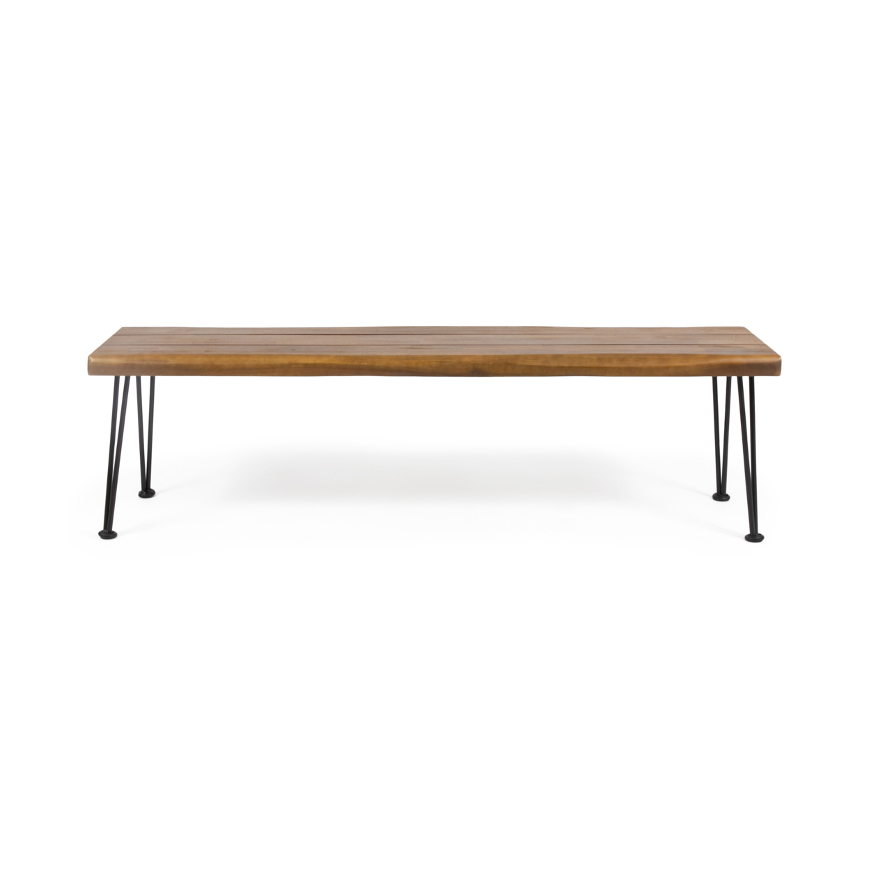 Zephyra Outdoor Modern Industrial Acacia Wood Bench With Metal Hairpin Legs