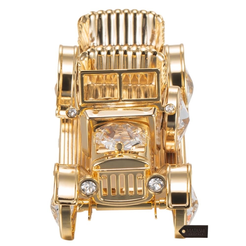 Matashi 24K Gold Plated Crystal Studded Vintage Car Ornament Holiday Decor Gift For Christmas Mother's Day Birthday Anniversary