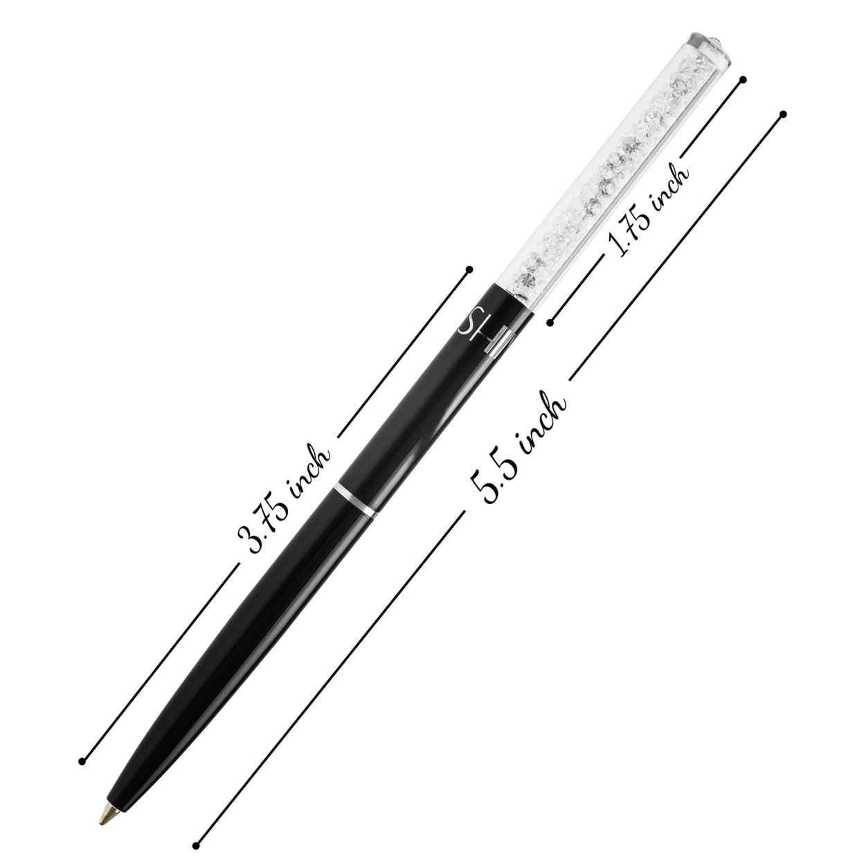 Matashi Black Chrome Plated Stylish Ballpoint Pen With A Miniature Crystalline Top Gift For Christmas Birthday Gift For Boss Teacher