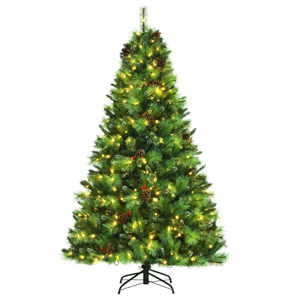 6/7/8 FT Pre-lit Artificial Christmas Tree Hinged Xmas Tree W/ LED Lights - 7 Ft