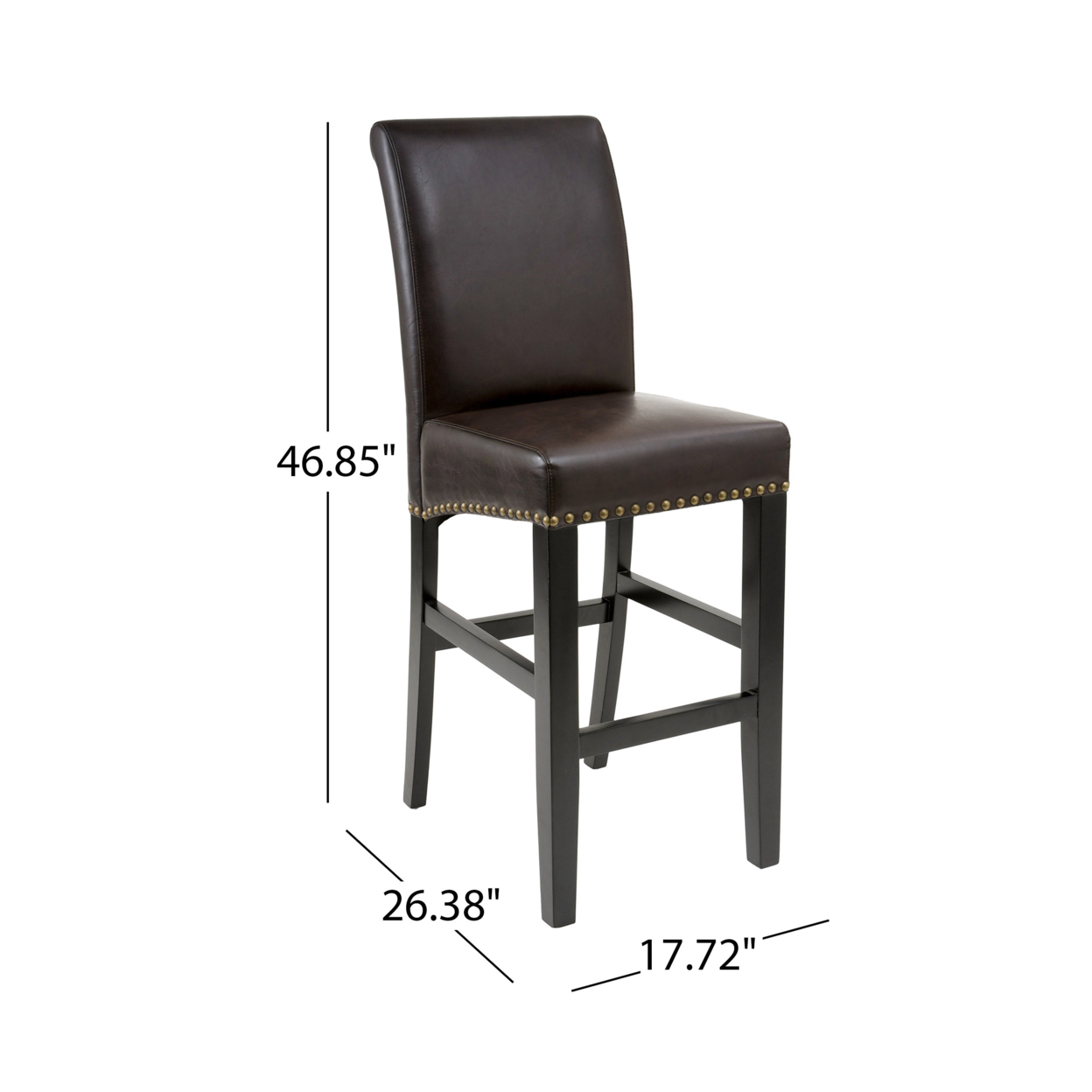 Clifton 30-Inch Brown Leather Bar Stool (Set Of 2)