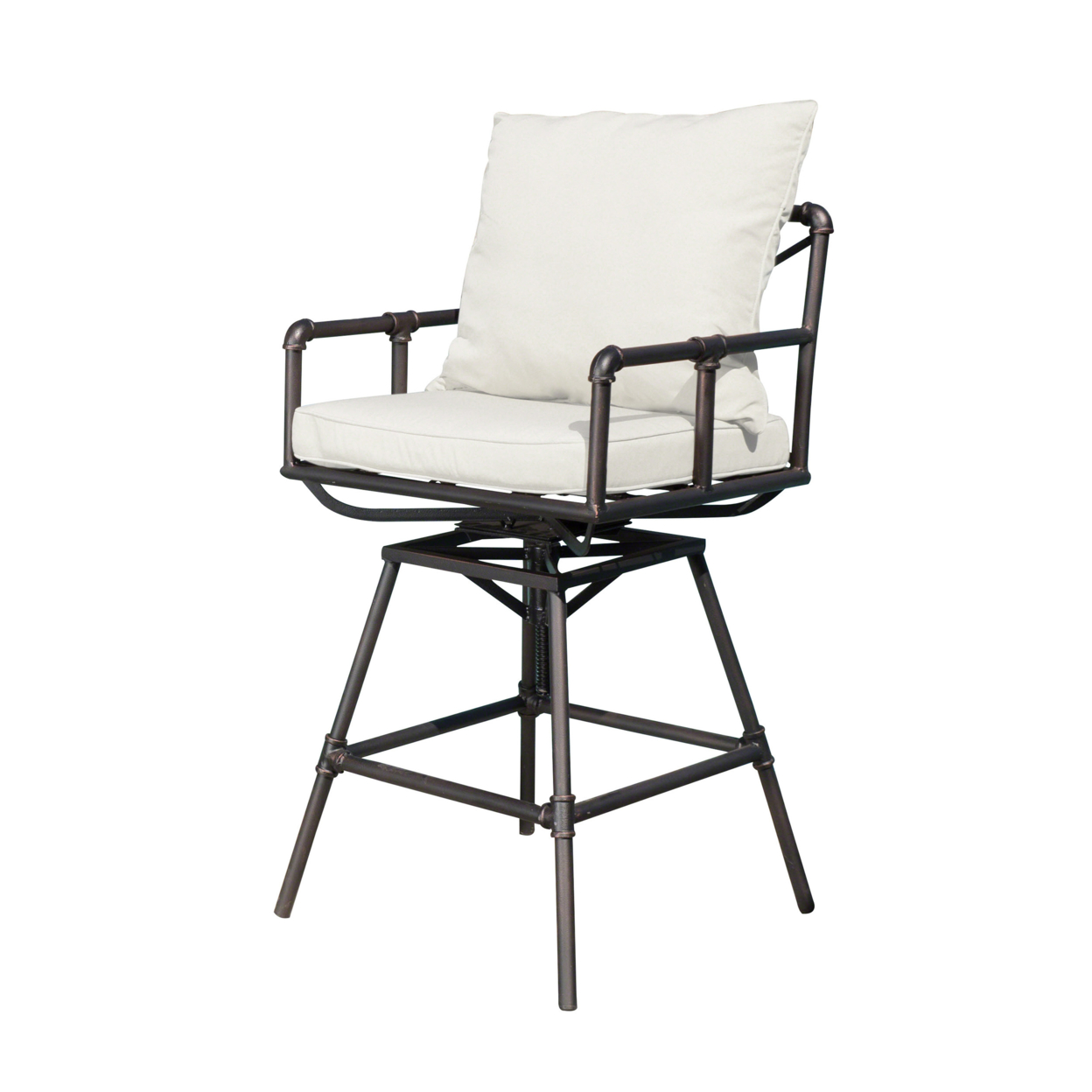 Varick Outdoor Adjustable Pipe Barstool With Cushions