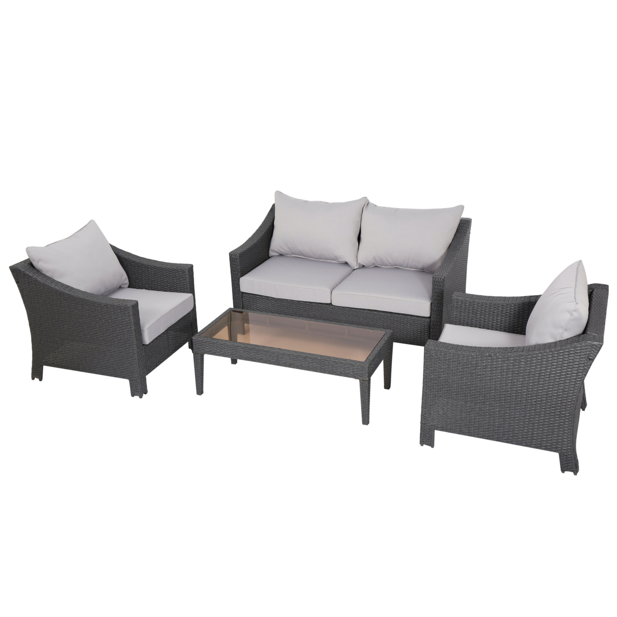 Caspian 5pc Outdoor Grey Wicker Sofa Set