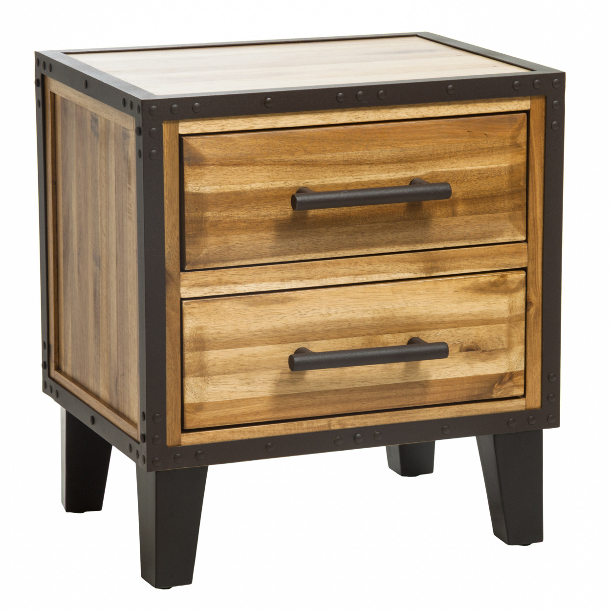 Glendora Natural Stain Solid Wood Two Drawer Nightstand