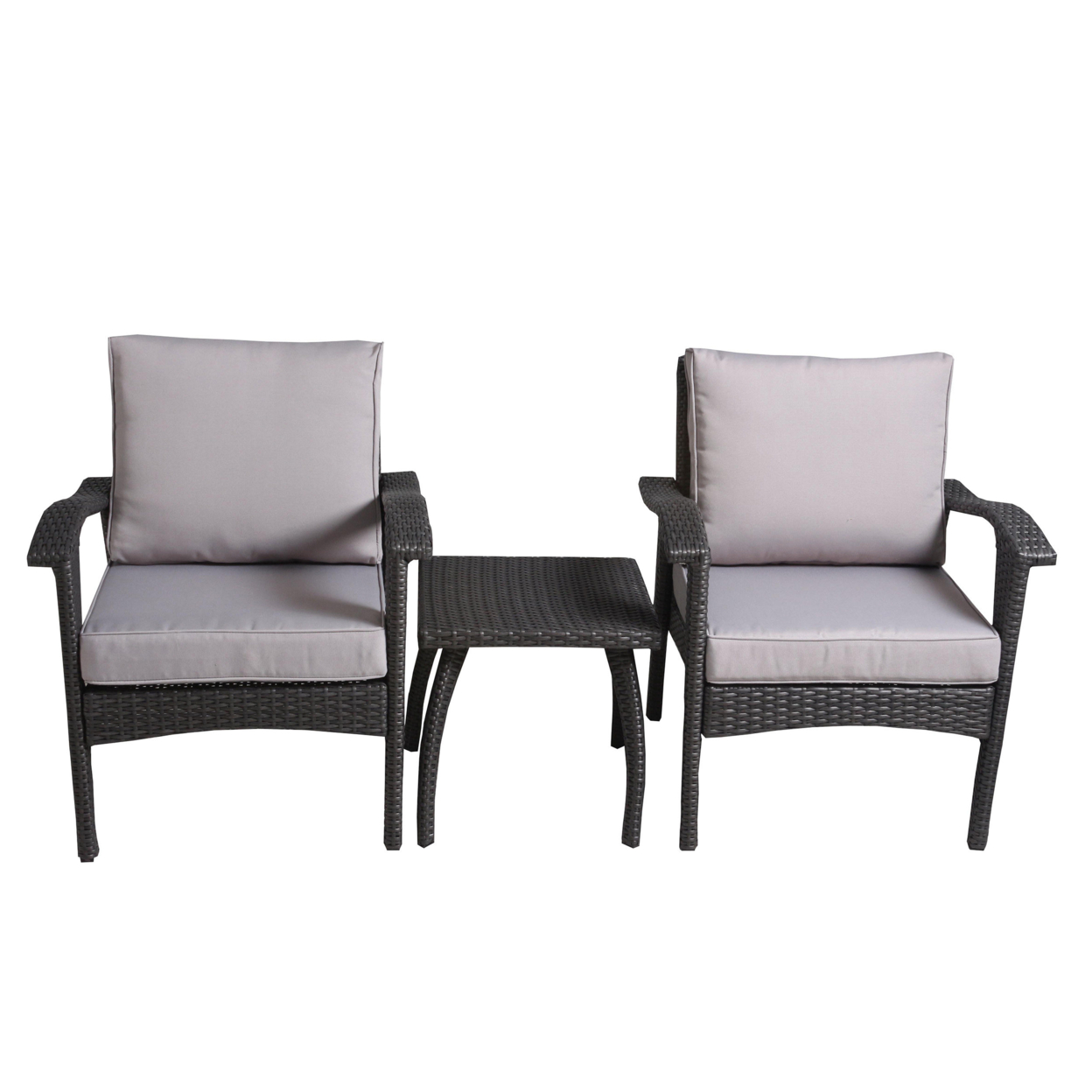 Maui Outdoor 3-piece Grey Wicker Chat Set With Cushions
