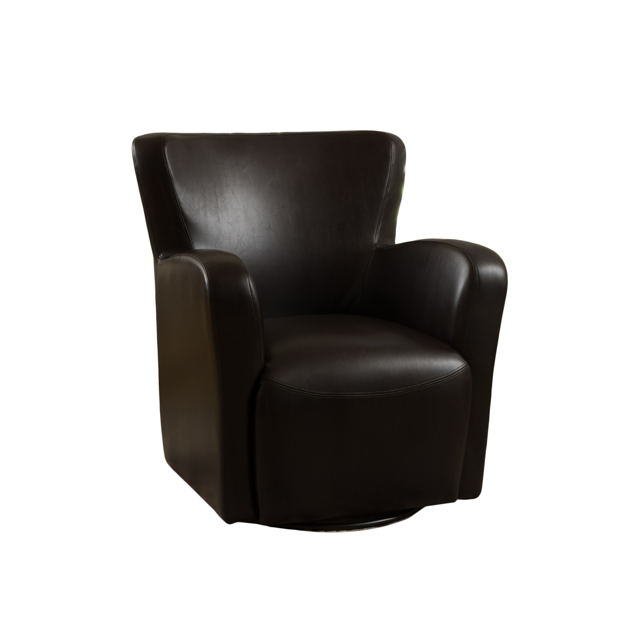 Almendro Black Bonded Leather Wingback Swivel Club Chair