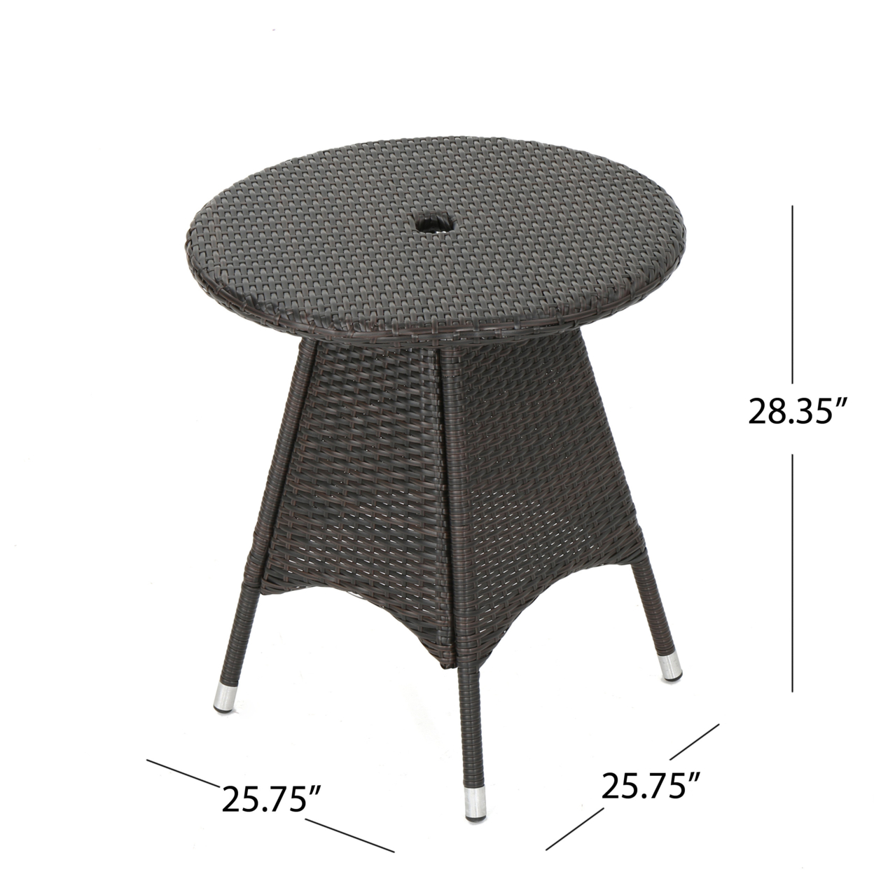 Lebeau Outdoor Contemporary Multi Brown Polyethylene Round Bistro Table
