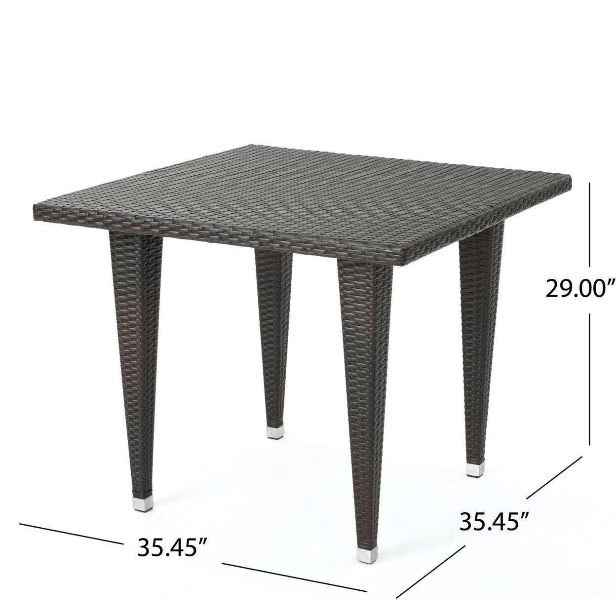 Wiren Contemporary Outdoor Brown Color PEWicker Square Table