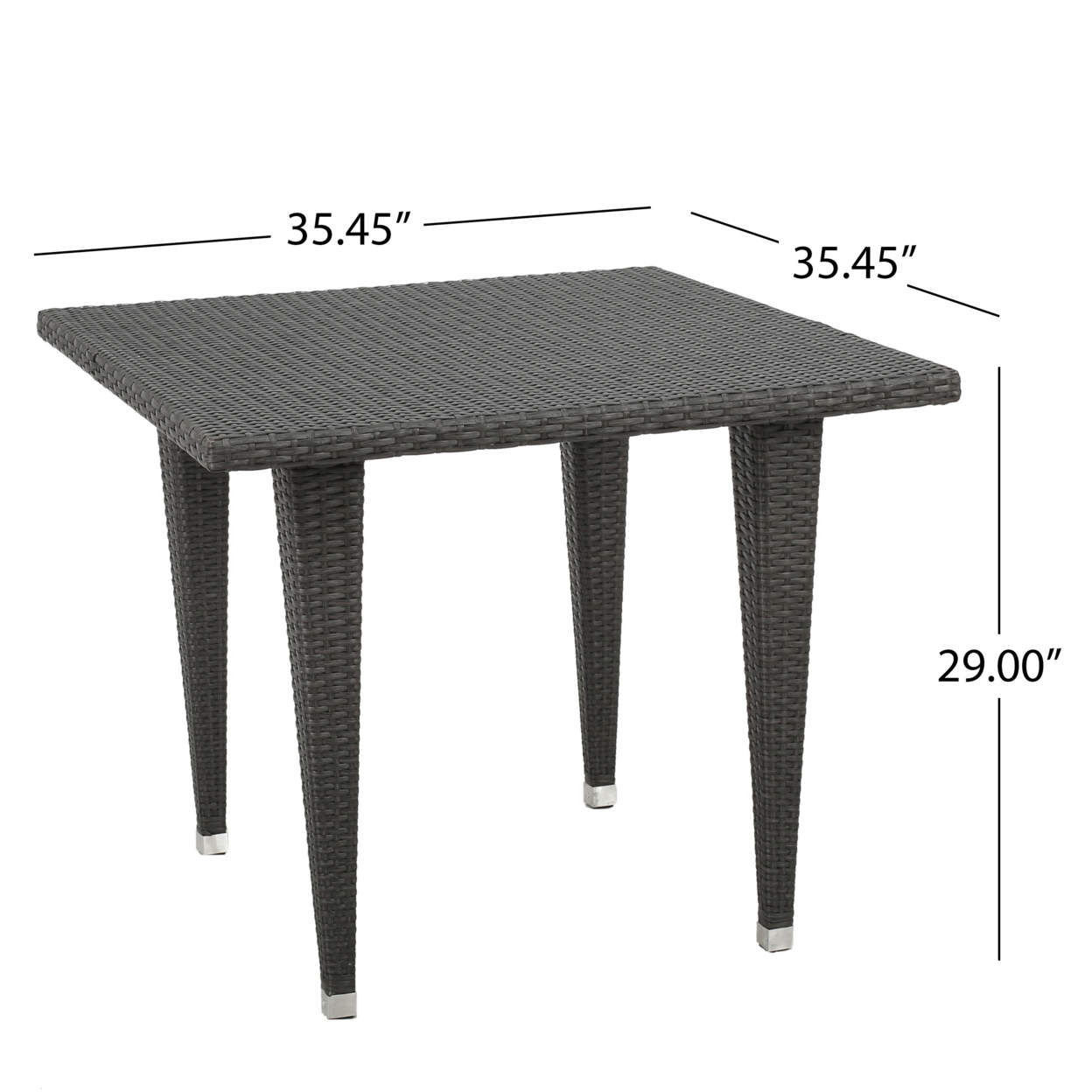 Alrol Contemporary Outdoor Patio Grey Polyethylene Square Table