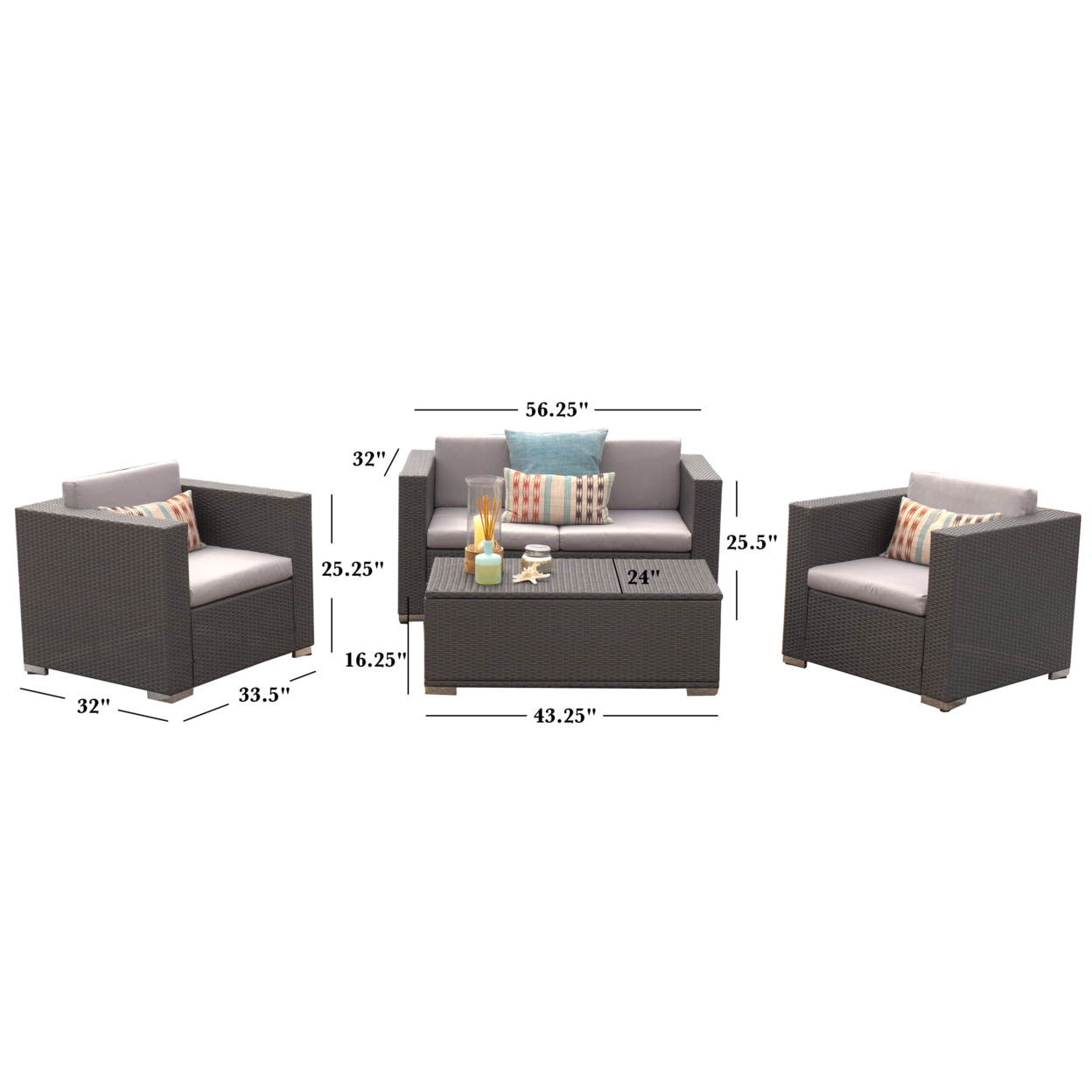 Asgard Multi-Grey PE 2pc Outdoor Sofa And Coffee Table Set