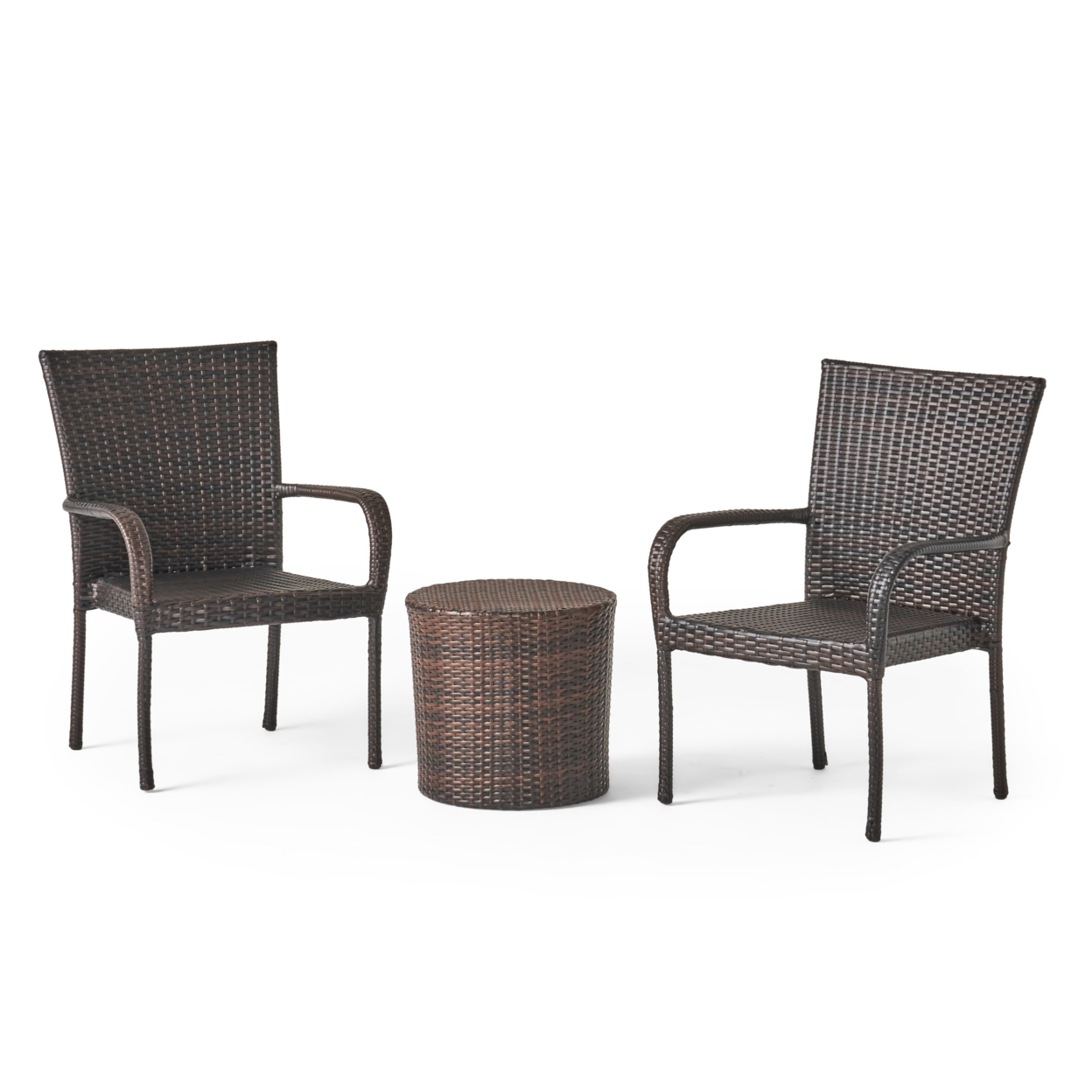 Charleston Outdoors Brown Wicker 3 Piece Stacking Chair Chat Set