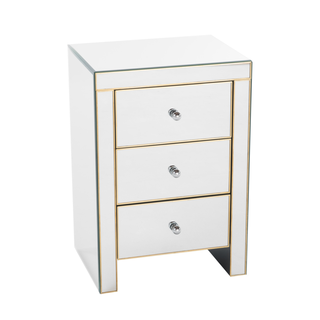 Langley Mirrored 3 Drawer Side Table