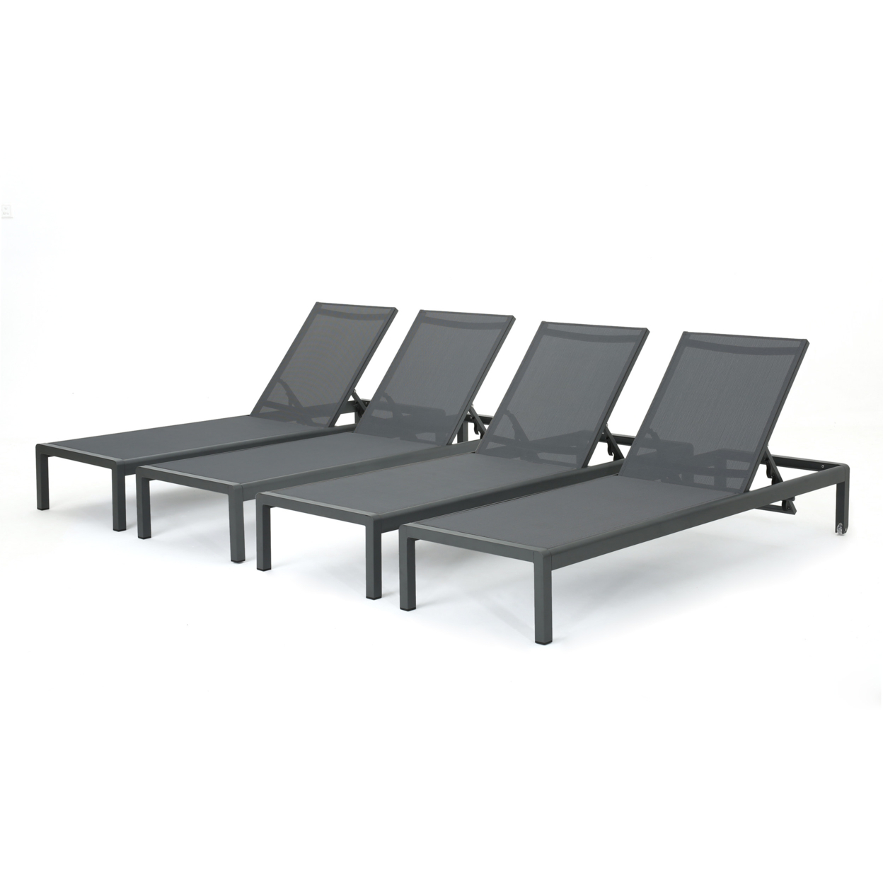 Coral Bay Outdoor Aluminum Chaise Lounge With Mesh Seat - Set Of 4