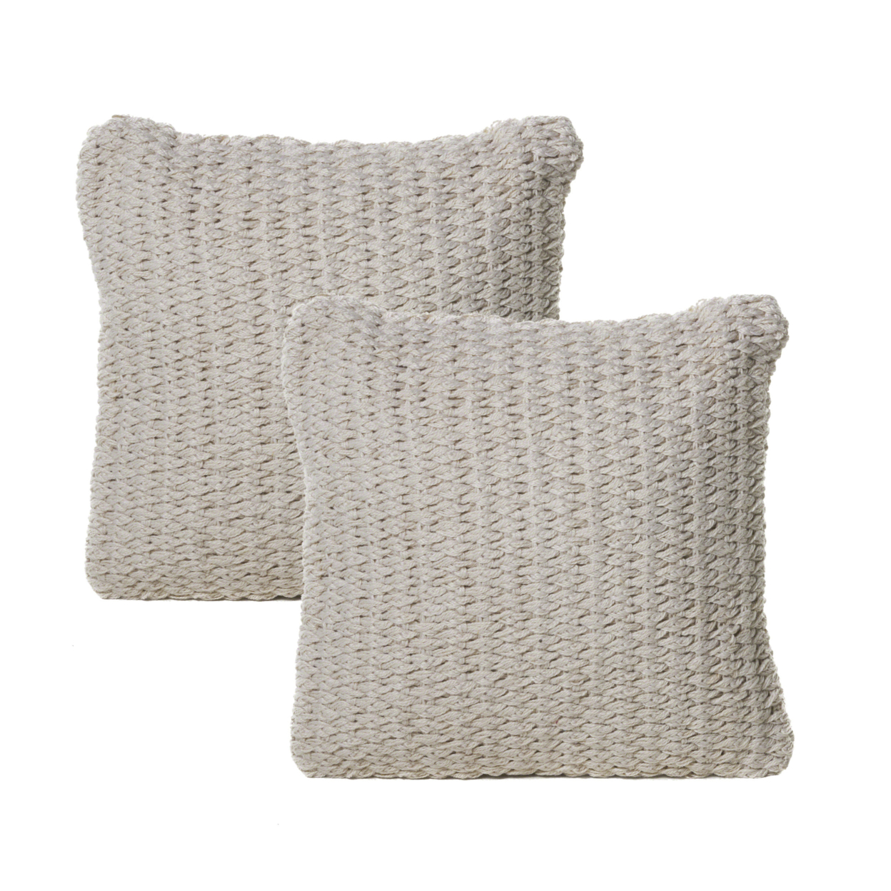 Dervilla Ivory Faux Yarn Pillows (Set Of 2)