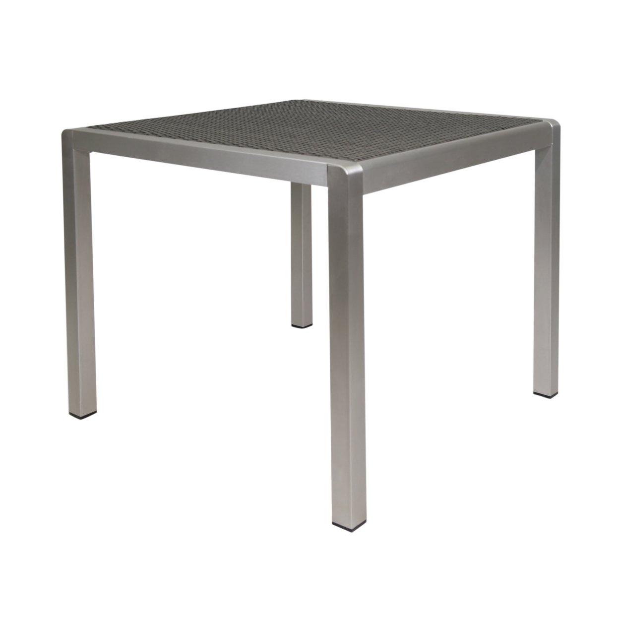 Louie Coral Outdoor Dining Table - Anodized Aluminum - Wicker Table Top - Square - Silver And Gray - 35-inch