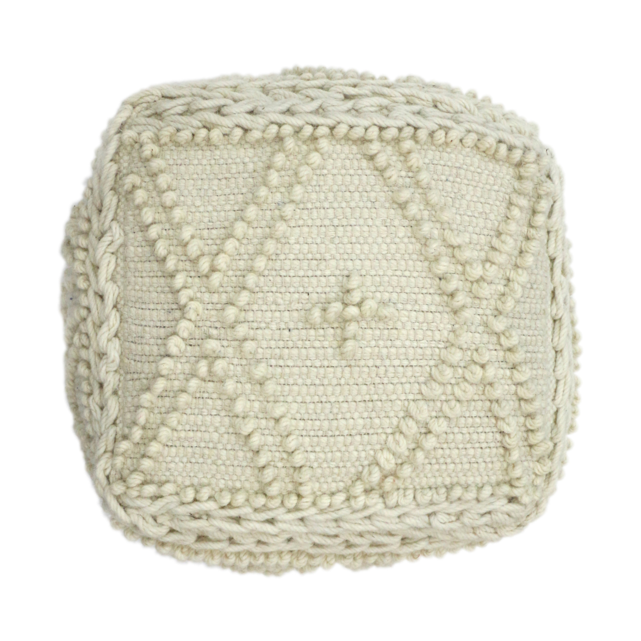 Truda Boho Cube Wool And Cotton Pouf