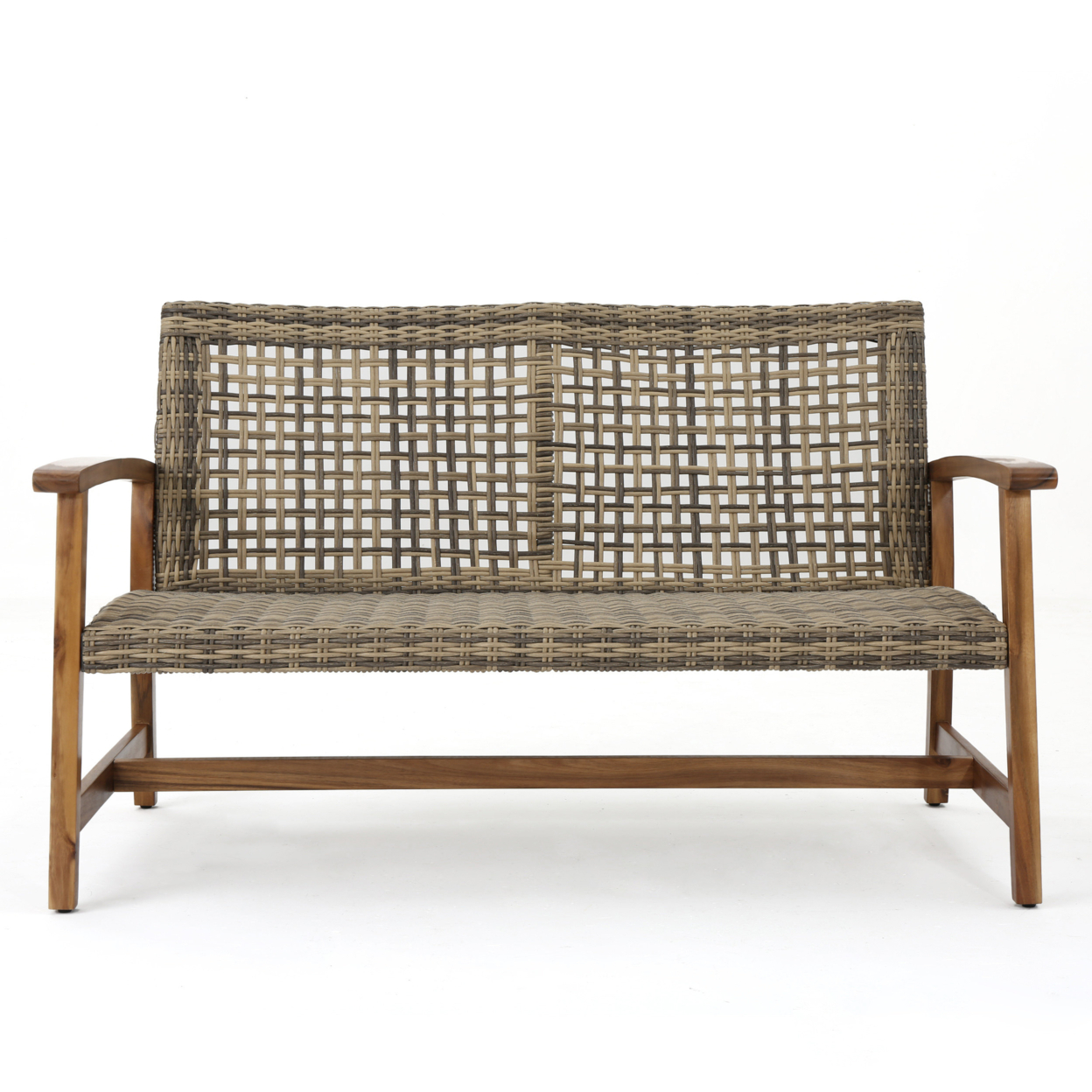 Levant Outdoor Wood And Wicker Loveseat