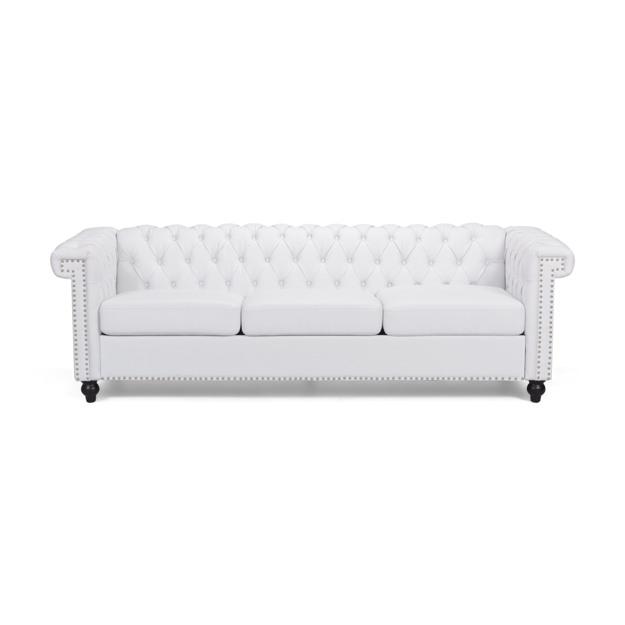 Zyiere Tufted Leather Chesterfield 3 Seater Sofa