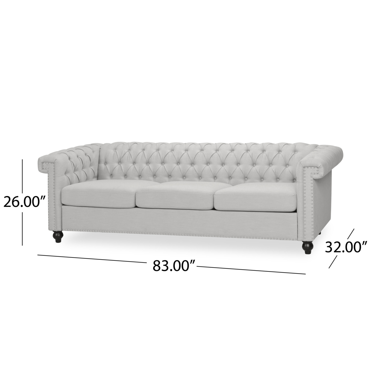 Zyiere Tufted Fabric Chesterfield 3 Seater Sofa