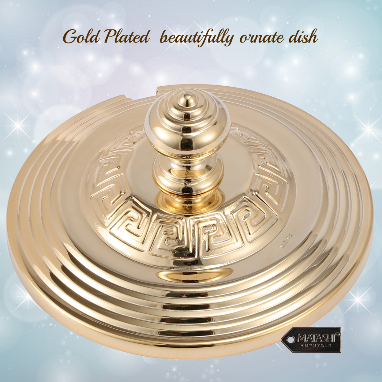 Matashi 24K Gold Plated Sugar Bowl, Honey Dish, Candy Dish Glass Bowl W/ Crystal Studded Spoon Gift For Christmas Weddings