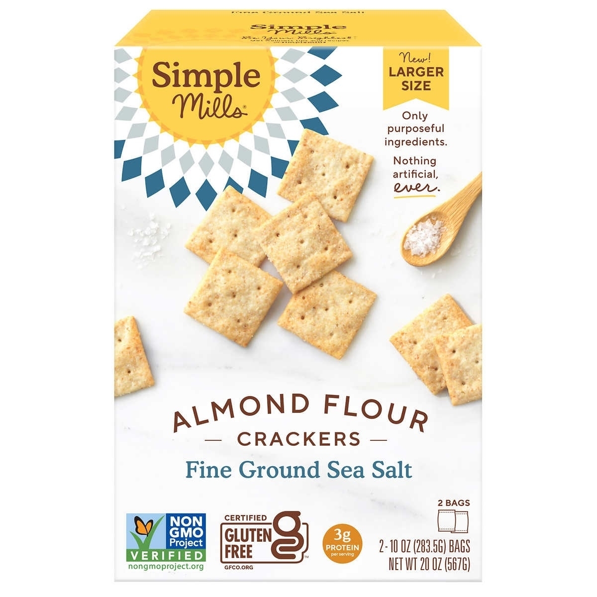 Simple Mills Almond Flour Sea Salt Crackers, 10 Ounce (2 Count)