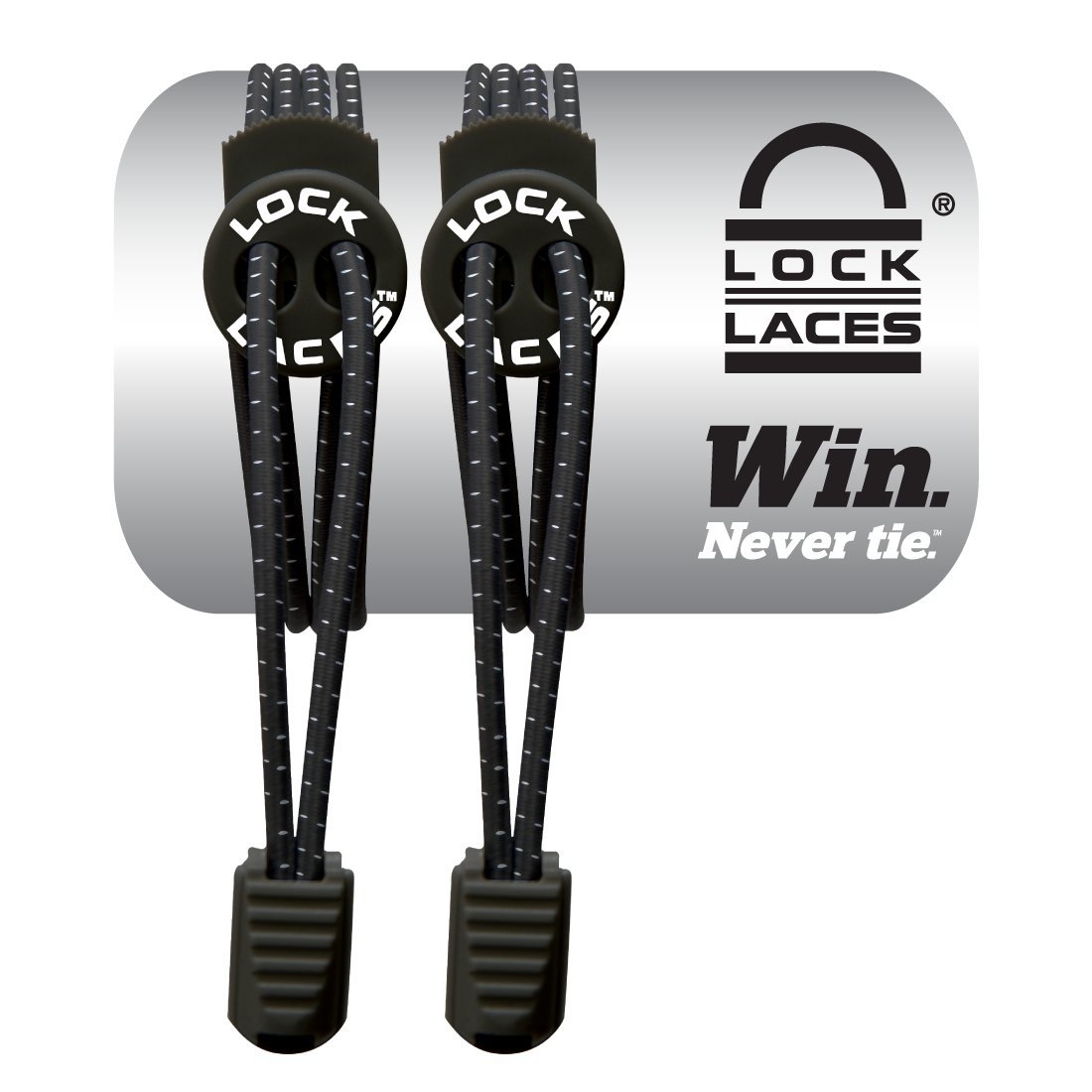 LOCK LACES (Elastic Shoelace And Fastening System) (Black) 48-Inch BLACK