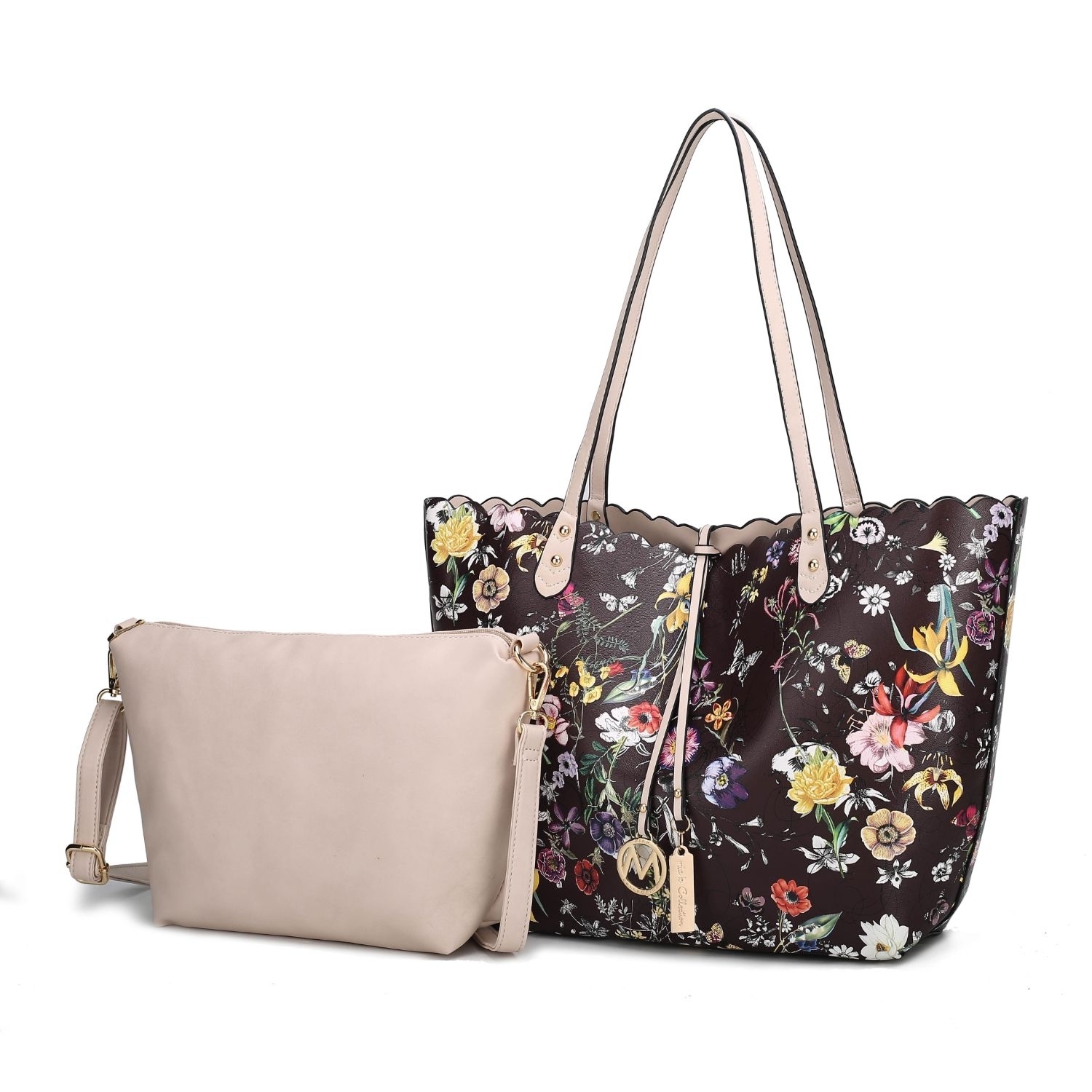 MKF Collection Danielle Reversible Shopper Tote Handbag Crossbody Pouch By Mia K 2 Pieces - Black Yellow