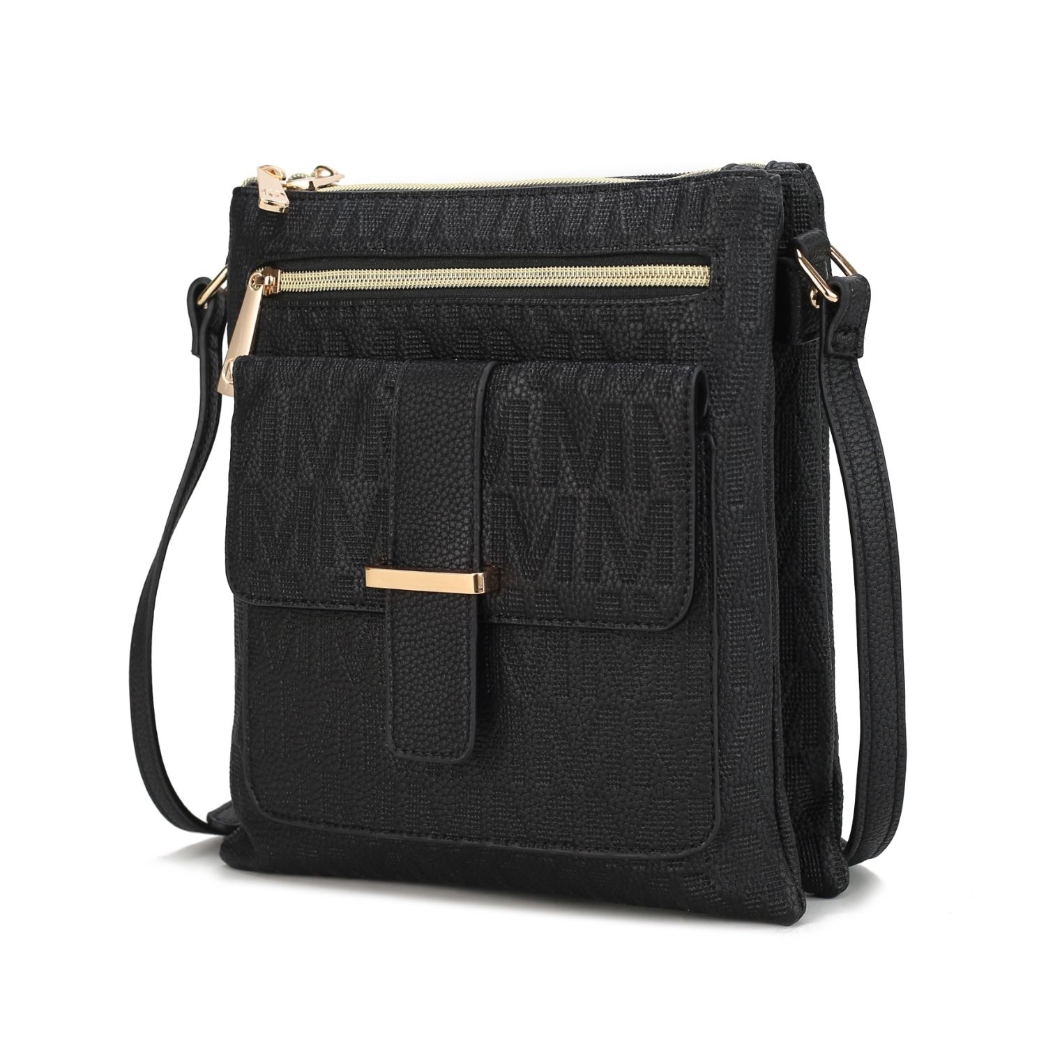 MKF Collection Janni Signature Embossed Crossbody Handbag By Mia K. - Black