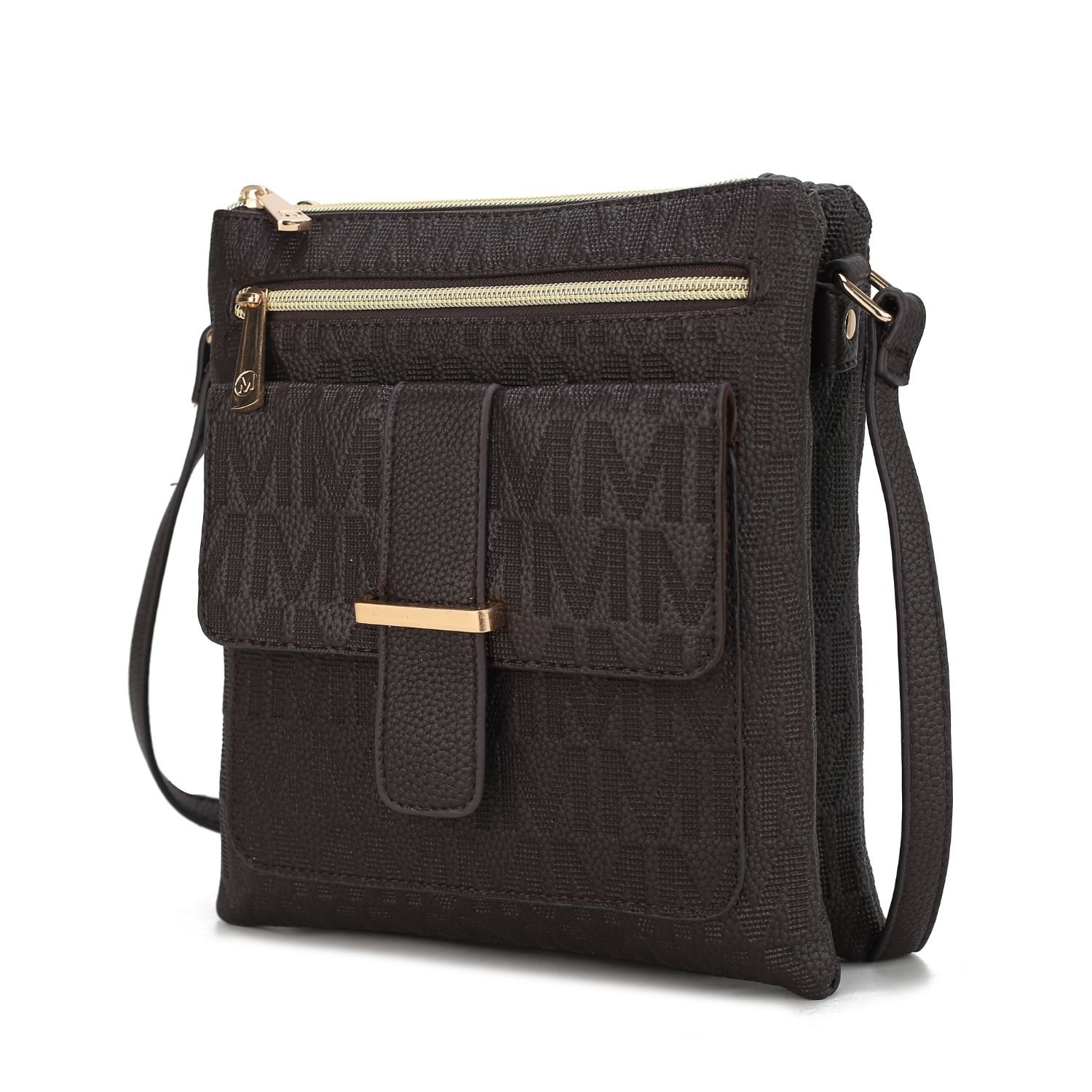 MKF Collection Janni Signature Embossed Crossbody Handbag By Mia K. - Chocolate