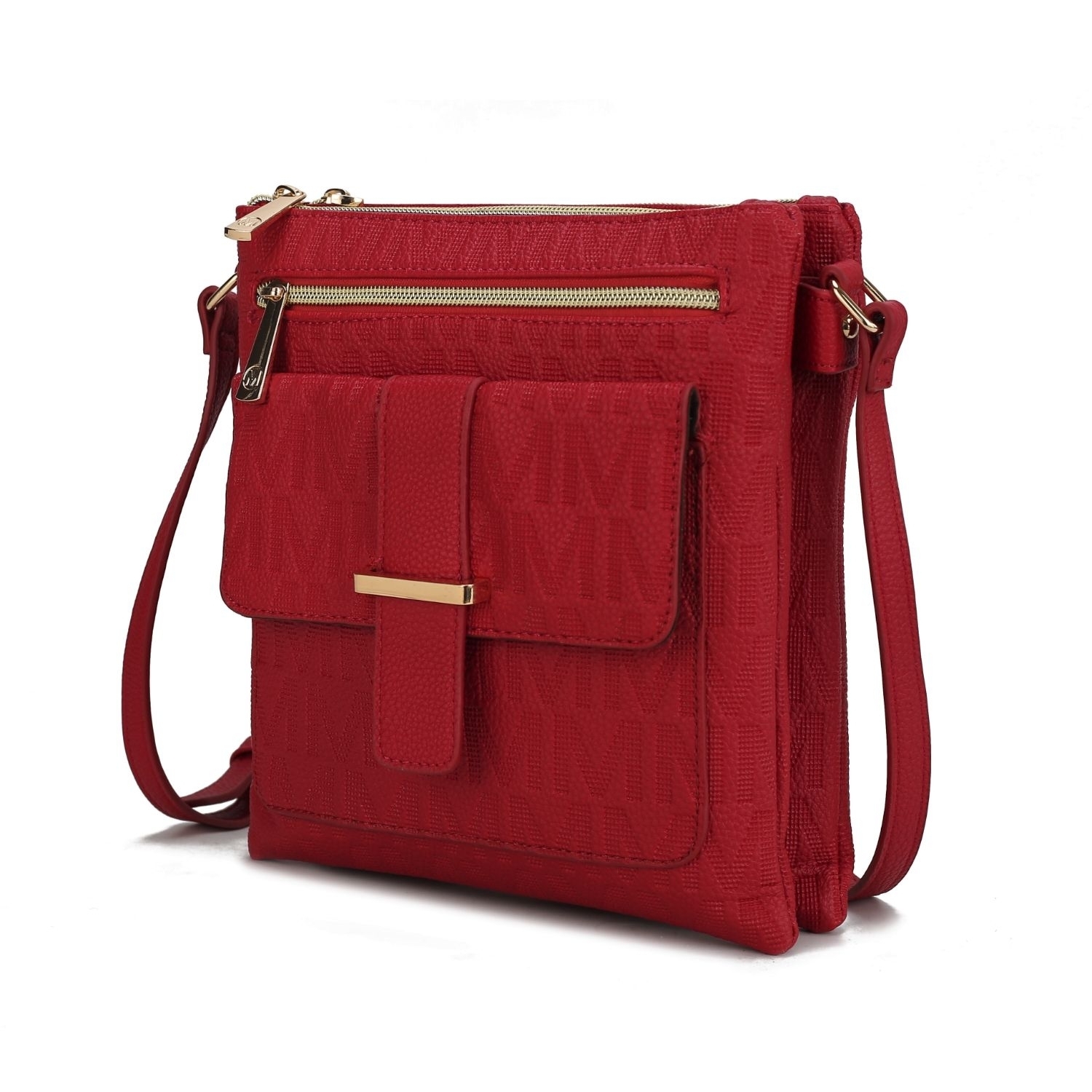 MKF Collection Janni Signature Embossed Crossbody Handbag By Mia K. - Red
