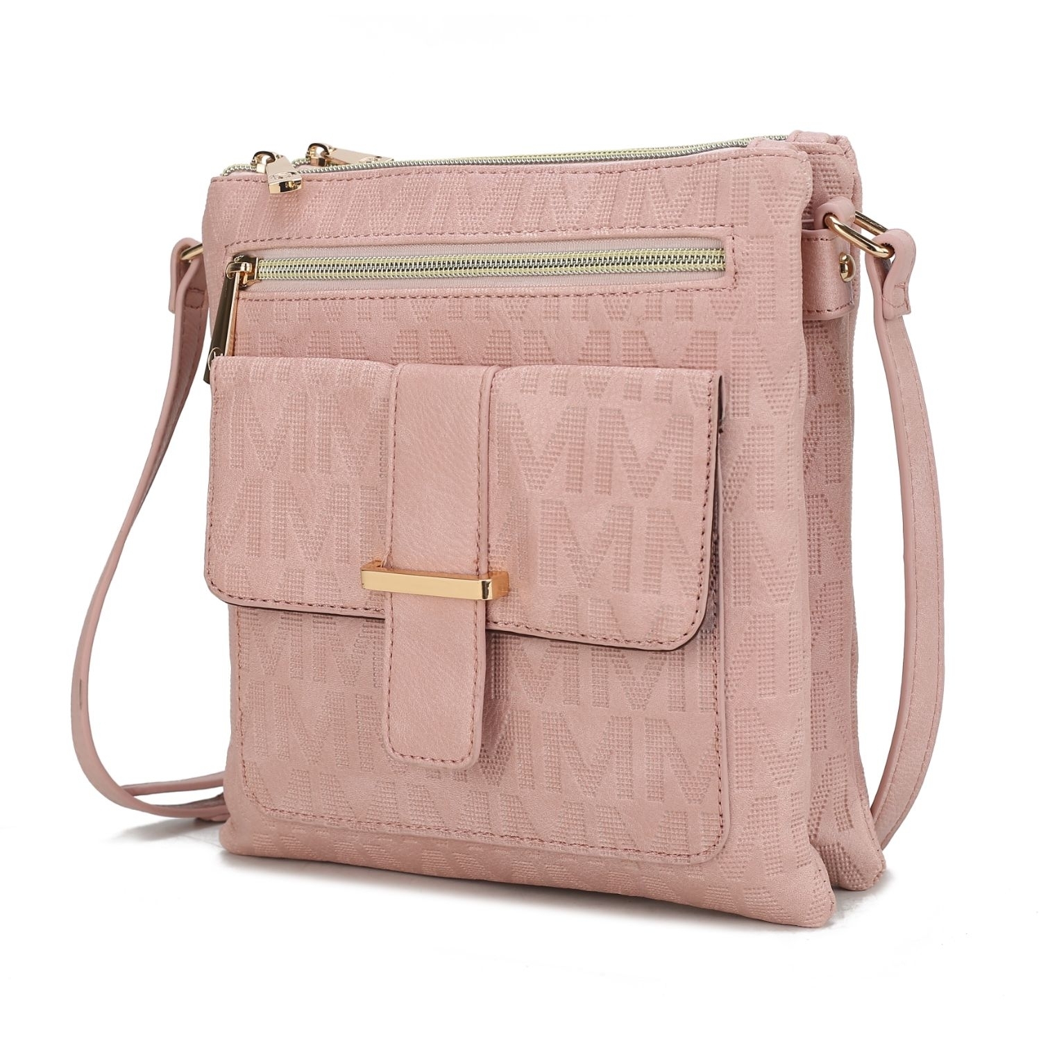 MKF Collection Janni Signature Embossed Crossbody Handbag By Mia K. - Rose Pink