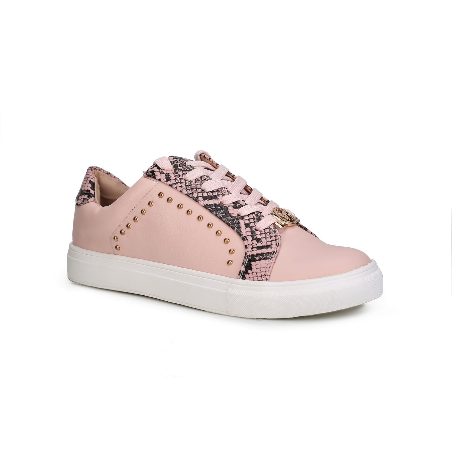 MKF Collection Tamara Snake Tennis Shoes For Women With Adjustable Laces By Mia K - Blush-8.5