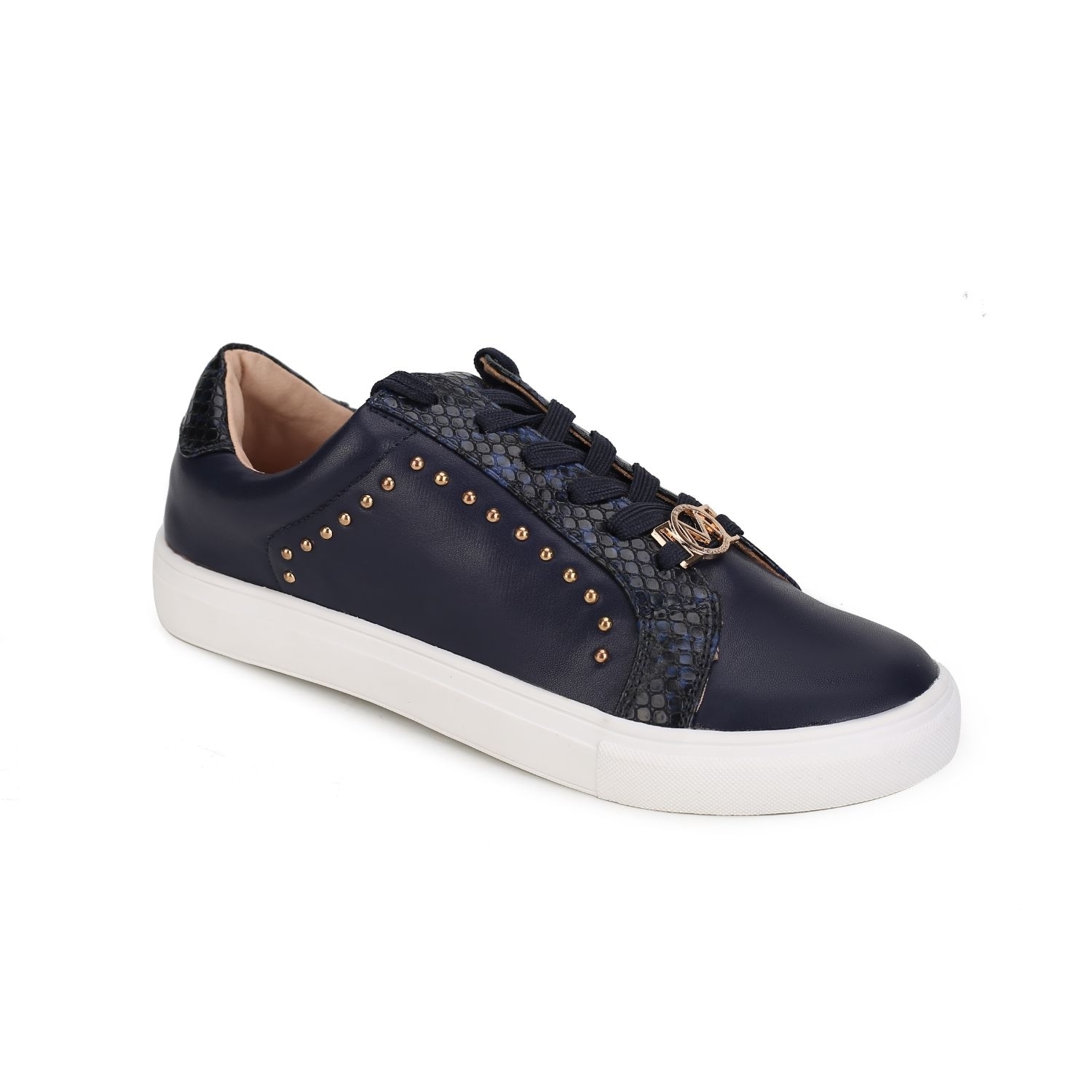 MKF Collection Tamara Snake Tennis Shoes For Women With Adjustable Laces By Mia K - Navy-7.5