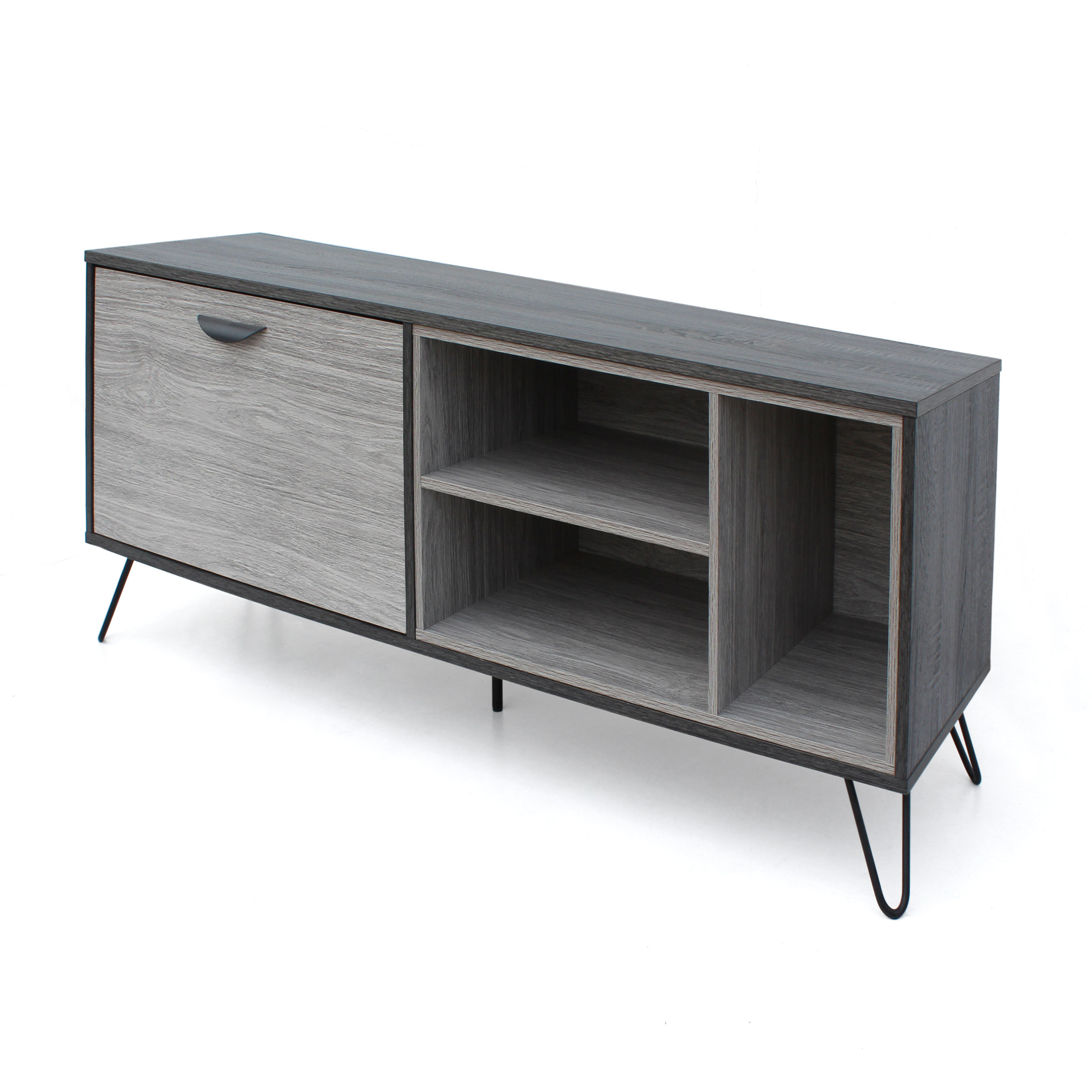 Vivian Mid Century Modern Two Toned Gray Oak Finished Faux Wood TV Stand