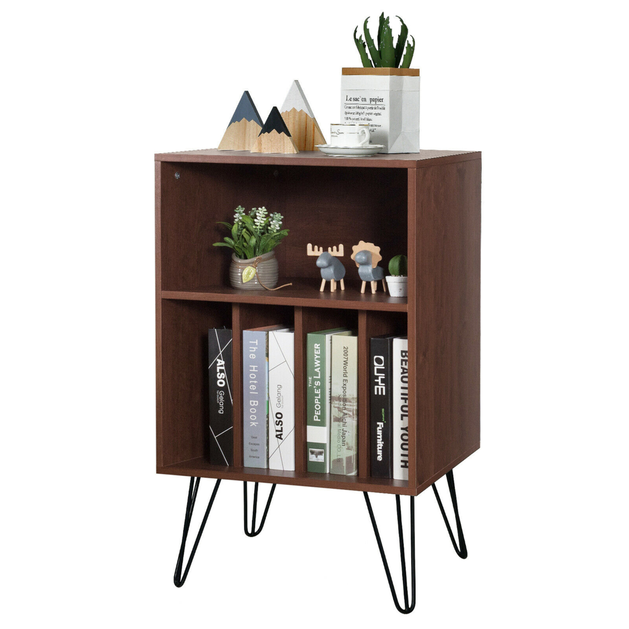 File Cabinet W/Split Storage Standing Display Bookshelf Bedroom