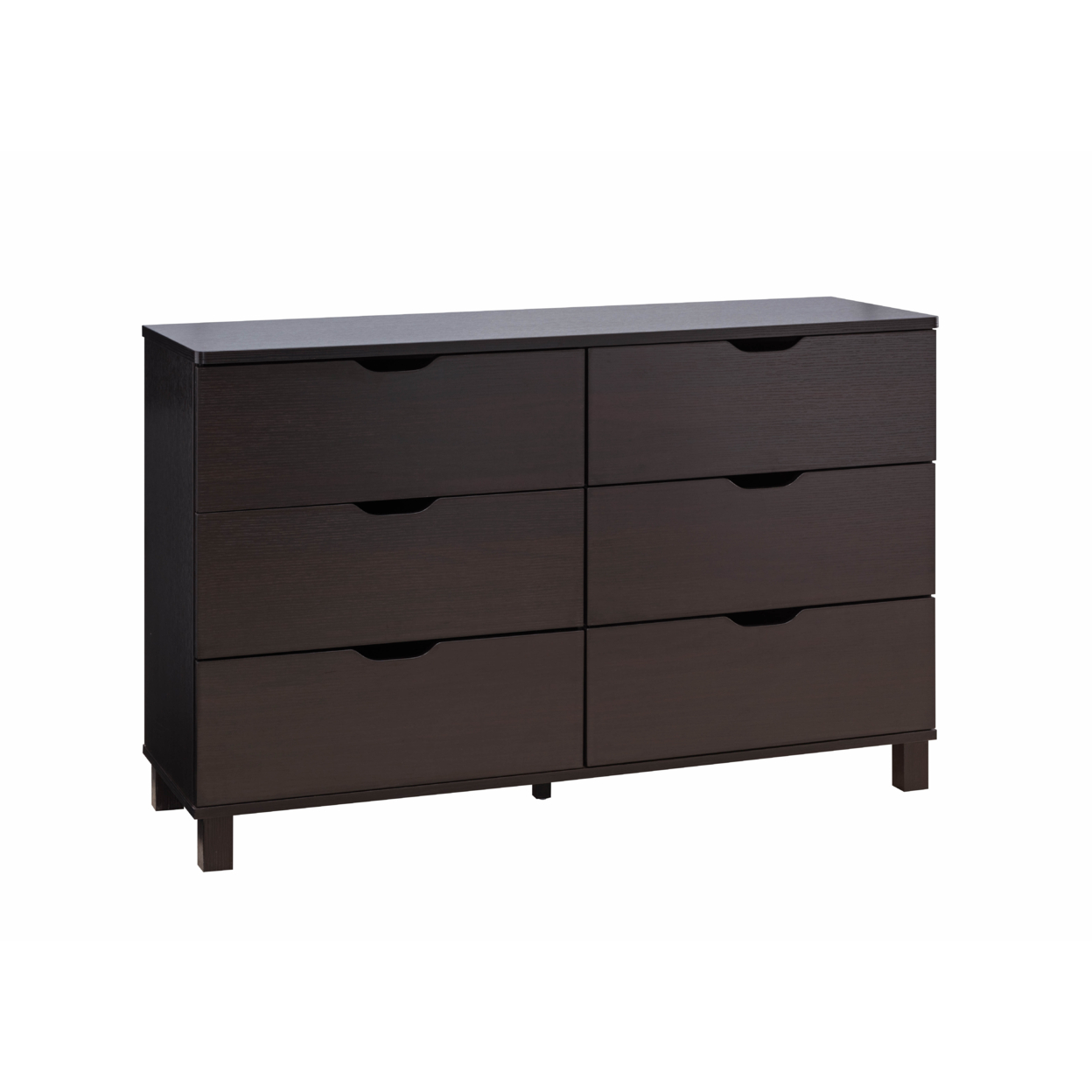 Dresser With 6 Drawers And Cut Out Pulls, Dark Brown - Saltoro Sherpi
