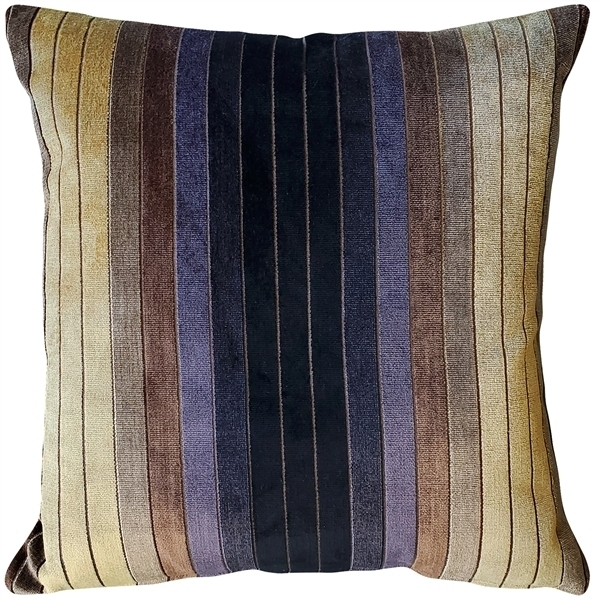 Bullion Stripes Textured Velvet Throw Pillow 20x20 Inches Square, Complete Pillow With Polyfill Pillow Insert