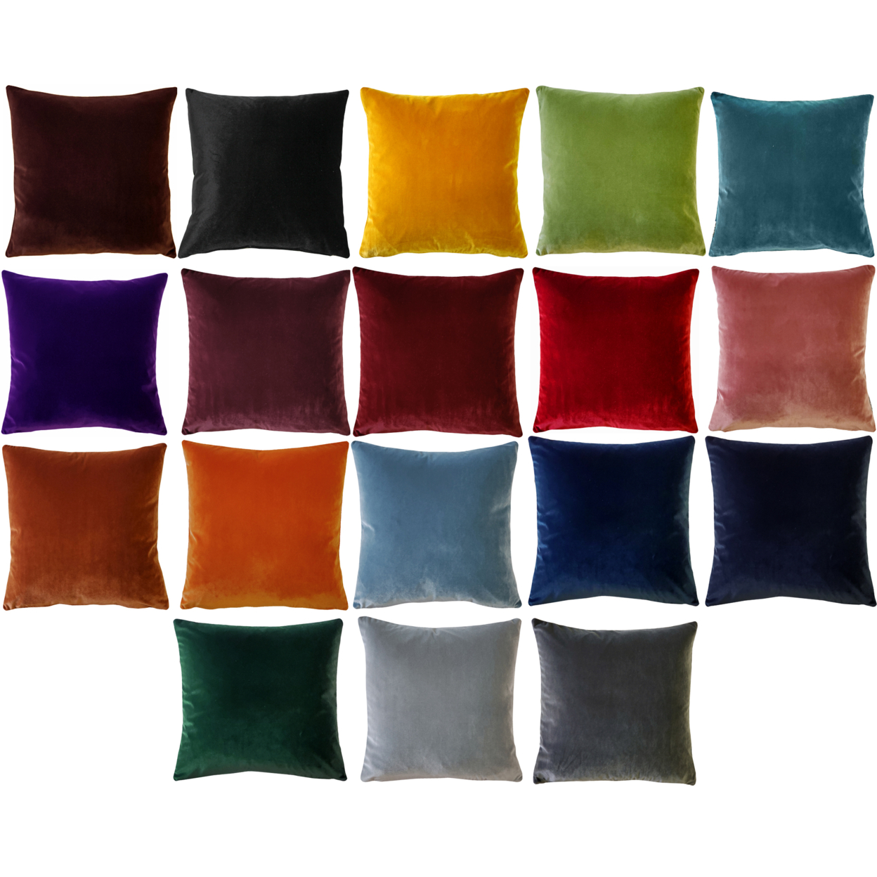 Castello Velvet Throw Pillows, Complete Pillow With Polyfill Pillow Insert (18 Colors, 3 Sizes) - Wine, 17x17