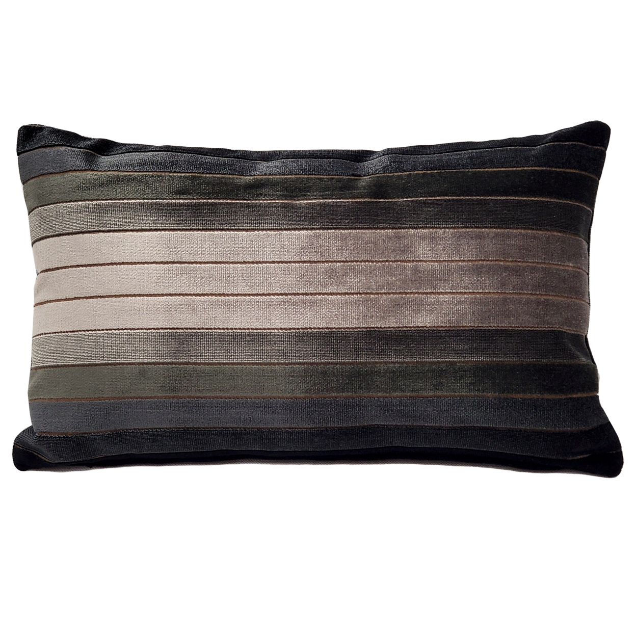 Carbon Stripes Textured Velvet Throw Pillow 12x19 Inches Square, Complete Pillow with Polyfill Pillow Insert
