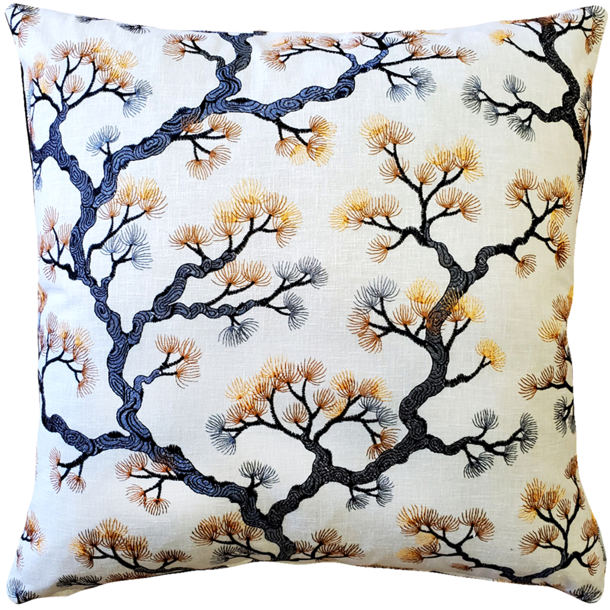 Bonsai Pine Onyx Amber Throw Pillow 19x19 Inches Square, Complete Pillow with Polyfill Pillow Insert
