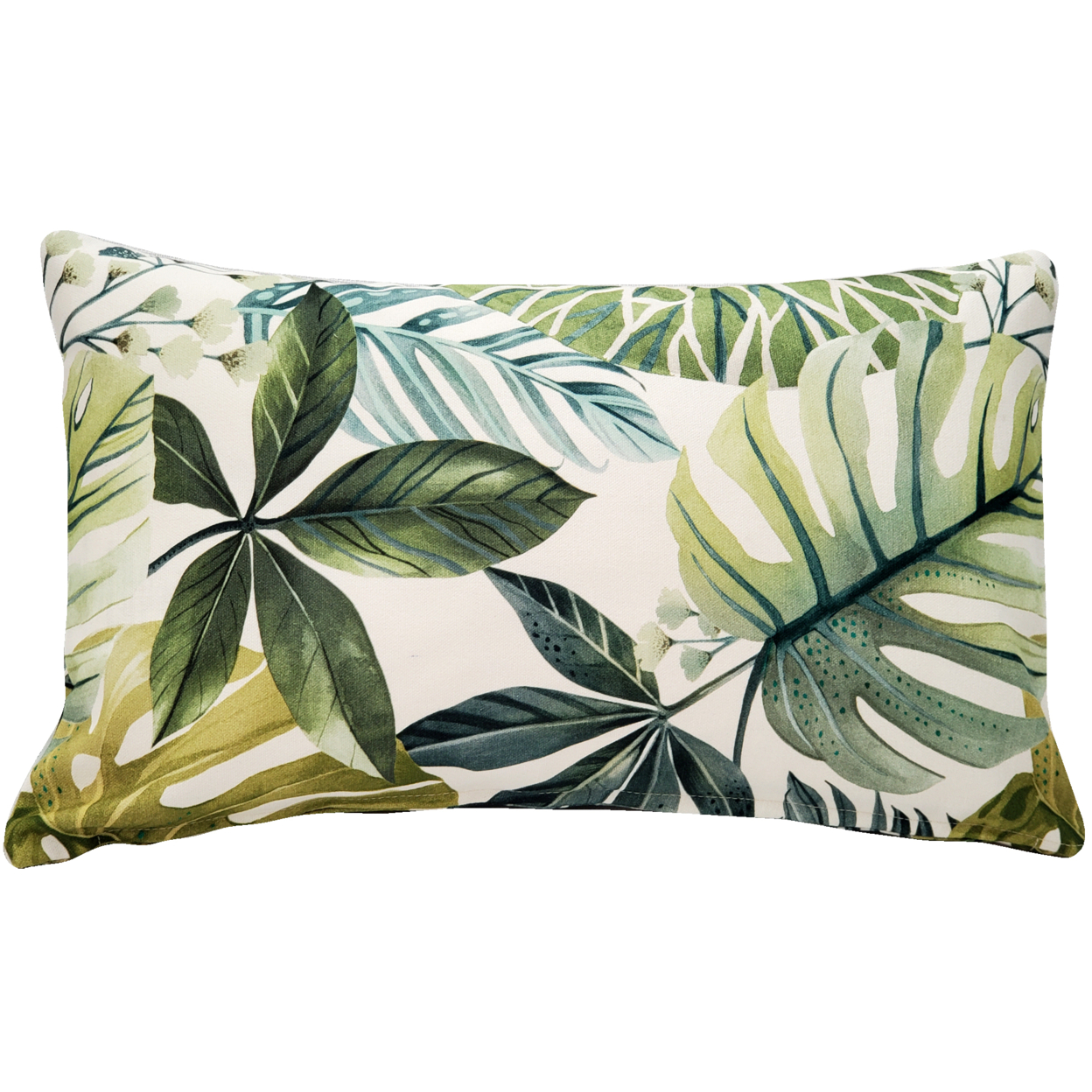 Thai Garden Green Leaf Throw Pillow 12x20 Inches Square, Complete Pillow With Polyfill Pillow Insert